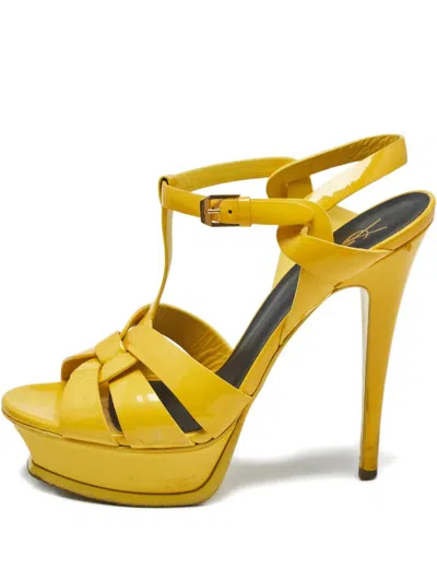 Pre-owned Saint Laurent Tribute Sandals In Yellow