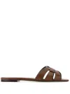 Saint Laurent Nu Pieds Crocodile-embossed Sandals In Brown