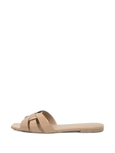 Pre-owned Saint Laurent Tribute Square-toe Sandals In Neutrals