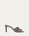 Saint Laurent Tribute Woven Calfskin Stiletto Sandals In Iris