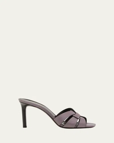 Saint Laurent Tribute Woven Calfskin Stiletto Sandals In Iris