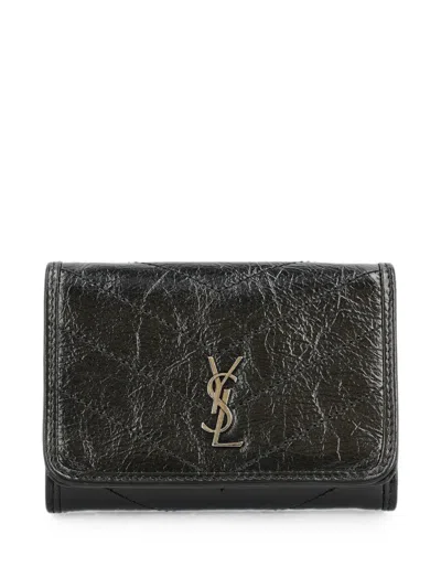 Saint Laurent Tri-fold Leather Wallet In Black