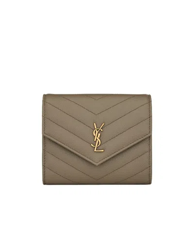 Saint Laurent Trifold Wallet In Purple