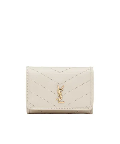 Saint Laurent Trifold Wallet In Neutral