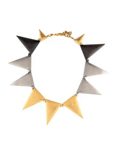 Pre-owned Saint Laurent Tri-tone Metal Spike Necklace 1980s, 16.5" In Multicolor