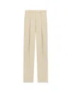 Saint Laurent High Waisted Light Wool Trousers In Beige