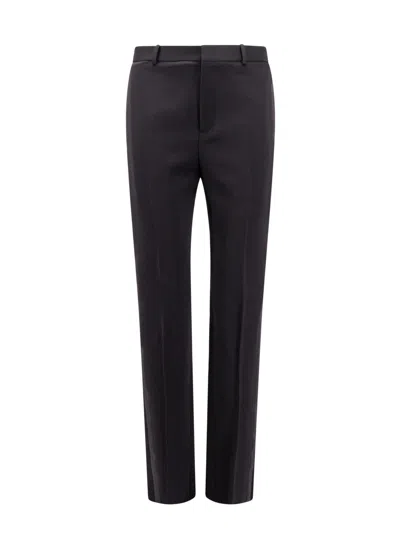 Saint Laurent Men Tuxedo Wool Trouser With Satin Side Band In Black