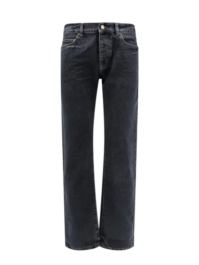 Saint Laurent Washed-out Slim Jeans In Black