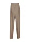 Saint Laurent Women Wide-leg In Wool Caviar Pants In Brown