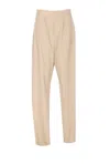 Saint Laurent Hose Aus Seiden-wollgemisch In Beige
