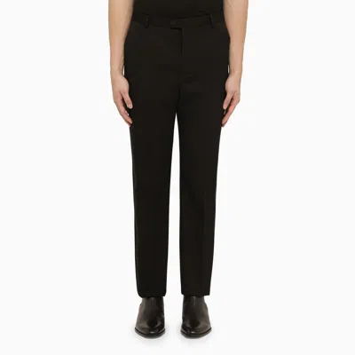 Saint Laurent Wool Straight-leg Pants In Black