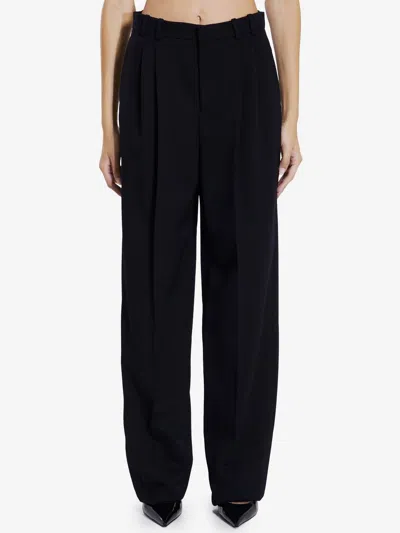 Saint Laurent Trousers In Grain De Poudre In Noir