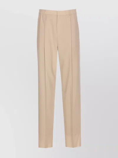 Saint Laurent Trousers With Front Pleats And Back Pockets In Beige