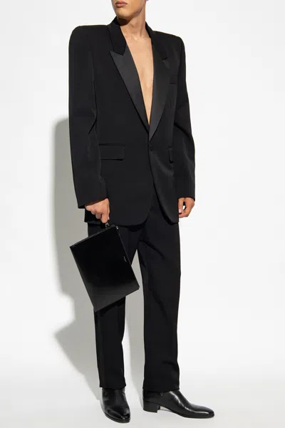 Saint Laurent Trousers With Satin Side Stripes In Black