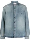 Saint Laurent Trouville Logo-embroidered Denim Shirt In Blue