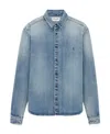 Saint Laurent Trouville Logo-embroidered Denim Shirt In Blue