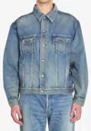 Saint Laurent Denim Jacket Collared Design Front Pockets In Blue