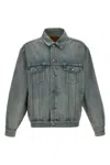 Saint Laurent Structured Denim Trucker Jacket With Pockets In Blue