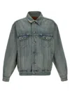 Saint Laurent Structured Denim Trucker Jacket With Pockets In Blue