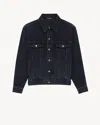 Saint Laurent Oversized Jacket In Dark Blue Black Denim In Blue