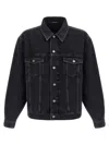 Saint Laurent Trucker Puffer Jackets Black In Black