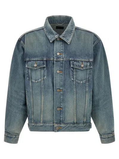 Saint Laurent Trucker Puffer Jackets Blue