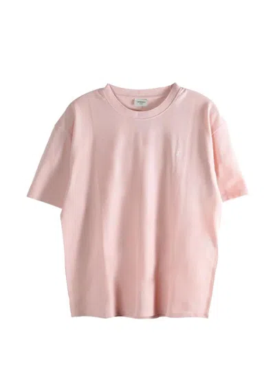 Saint Laurent T-shirt Large Cote In Rose/naturel