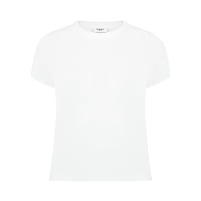 Pre-owned Saint Laurent T-shirt Manches Courtes Fitte 'blanc' | White | Women's Size M