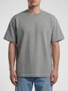 Saint Laurent Grey Crewneck T-shirt With Cassandre Embroidery In Cotton Man In Gray