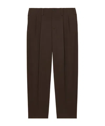 Saint Laurent Tuck Mid Rise Chinos In Brown