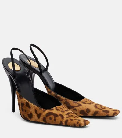 Saint Laurent Tuileries Leather-trimmed Leopard-print Calf Hair Mules In Multi