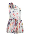 Saint Laurent Strapless Floral Pattern Pleated Mini Dress In White