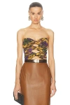 Saint Laurent Tulle Bandeau Top In Noir Multicolor