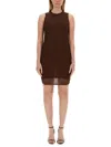 Saint Laurent Women Tulle Tank Mini Dress In Brown