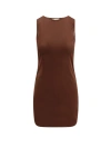 Saint Laurent Stretch Tulle Short Dress In Brown