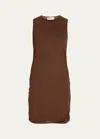 Saint Laurent Stretch Tulle Short Dress In Ebano