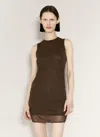 Saint Laurent Women Tulle Tank Mini Dress In Brown