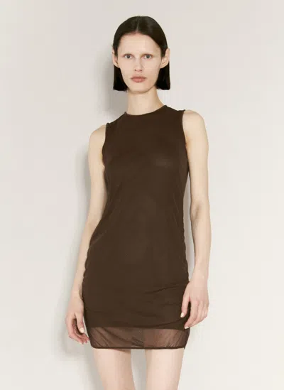 Saint Laurent Mini Abito In Tulle Cioccolato Donna In Brown