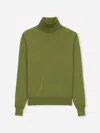 Saint Laurent Turtleneck Wool Blend Sweater In Green