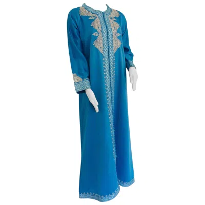 Pre-owned Saint Laurent Turquoise Blue Moroccan Kaftan, Hand-crafted Moorish Style, 1970