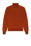 Saint Laurent Turtleneck Wool Sweater In Brown