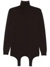 Saint Laurent Turtleneck Garter Sweater In Brown