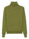 Saint Laurent Turtleneck Wool Blend Sweater In Green