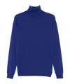 Saint Laurent Cashmere And Wool Turtleneck Sweater In Blue