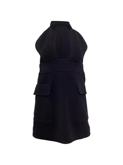 Pre-owned Saint Laurent Turtleneck Cut-out Mini Dress In Black