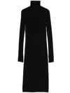 Saint Laurent Turtleneck Ribbed Dress In Black