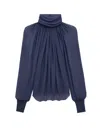 Saint Laurent Turtleneck Blouse In Silk Muslin