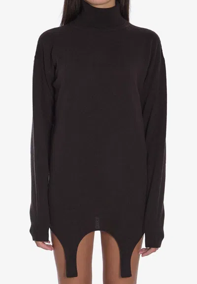 SAINT LAURENT TURTLENECK GARTER CASHMERE SWEATER