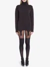 Saint Laurent Turtleneck Garter Sweater In Brown