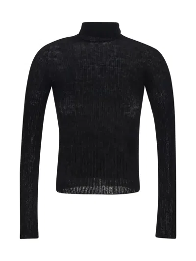 Saint Laurent Cashmere Ribbed Turtleneck Sweater In Black